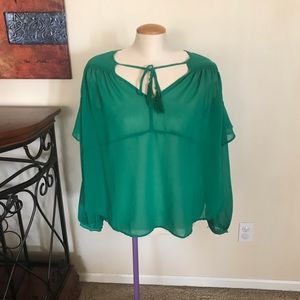 Line & Dot sheer green top NWT